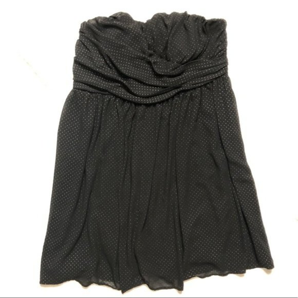 Lane Bryant Gold Textured Dot Strapless Black Layered Chiffon Mini 28 Dress - Picture 10 of 14